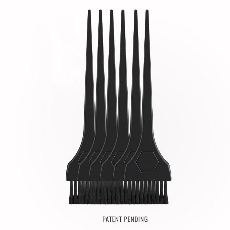 Black hair dye brush with firm bristles structure on a white background
