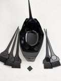 Black magnetic  hair dye mixing bowl with brushes on a white background