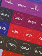 Waterproof colorful hair color formula label sheets for Redken Shades EQ bottle caps on a white background